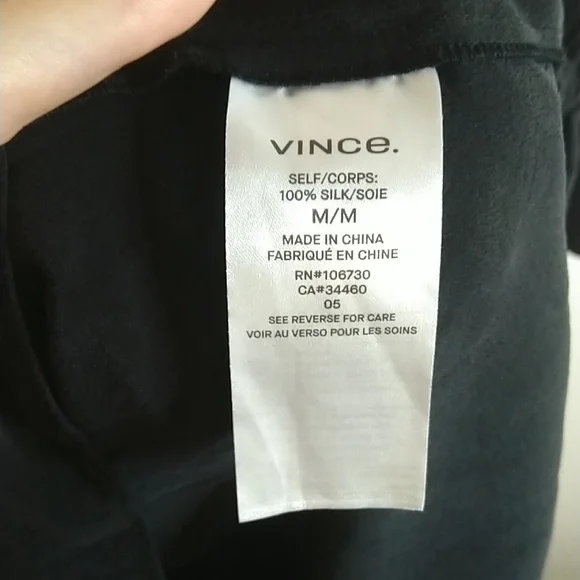 Vince Shirred Sleeve Silk drawstring Casual Dress sz M